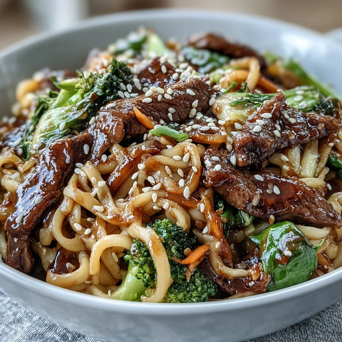 Tender Beef and Silky Rice Noodles in Savory Garlic-Ginger Sauce