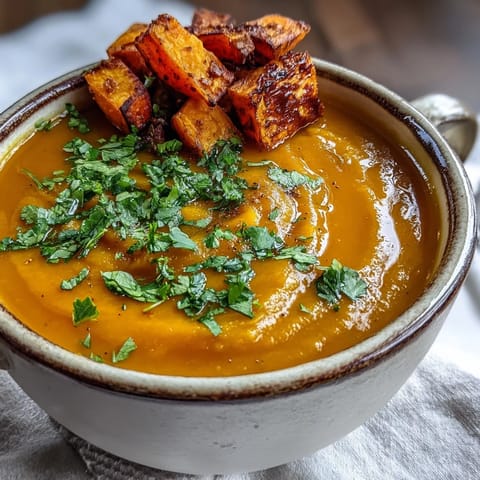 Hearty Butternut Squash and Lentil Soup, perfect for a cozy, nutritious fall meal.