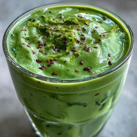 Fresh Green Detox Smoothie, a healthy breakfast with banana and lemon zing.