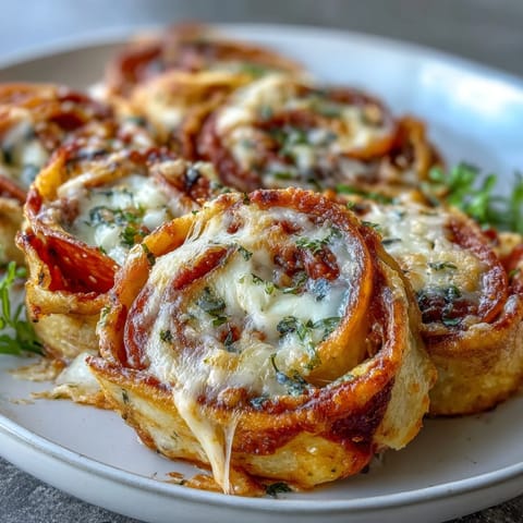 Freshly baked Tortilla Pizza Rolls sit golden-brown and sliced on a wooden board, showcasing a gooey mozzarella and pepperoni filling.