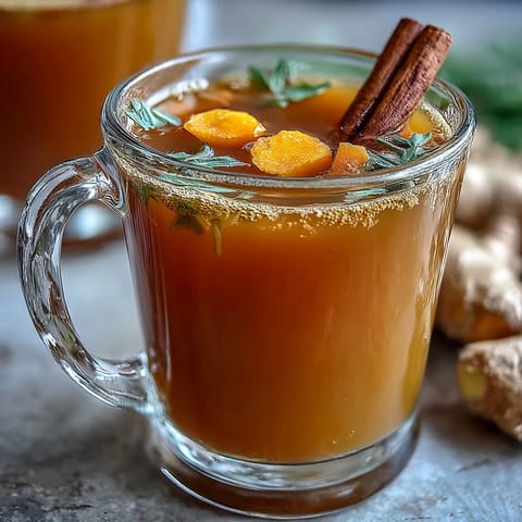 Warm cup of dandelion root tea with ginger and turmeric, a soothing herbal beverage with earthy flavors and golden hue.