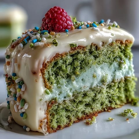 Vibrant mini matcha birthday cake perfect for brunch celebrations, featuring light green layers and creamy vanilla frosting.