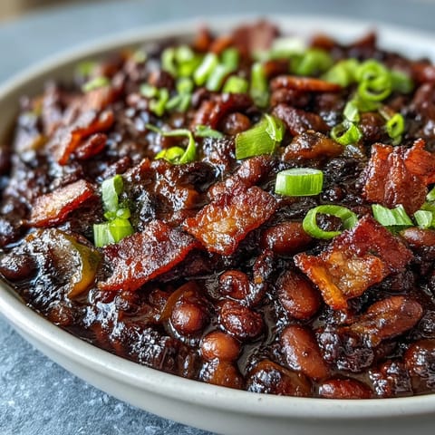 Juneteenth BBQ Baked Beans with Bacon, rich and smoky, ready for your celebration.