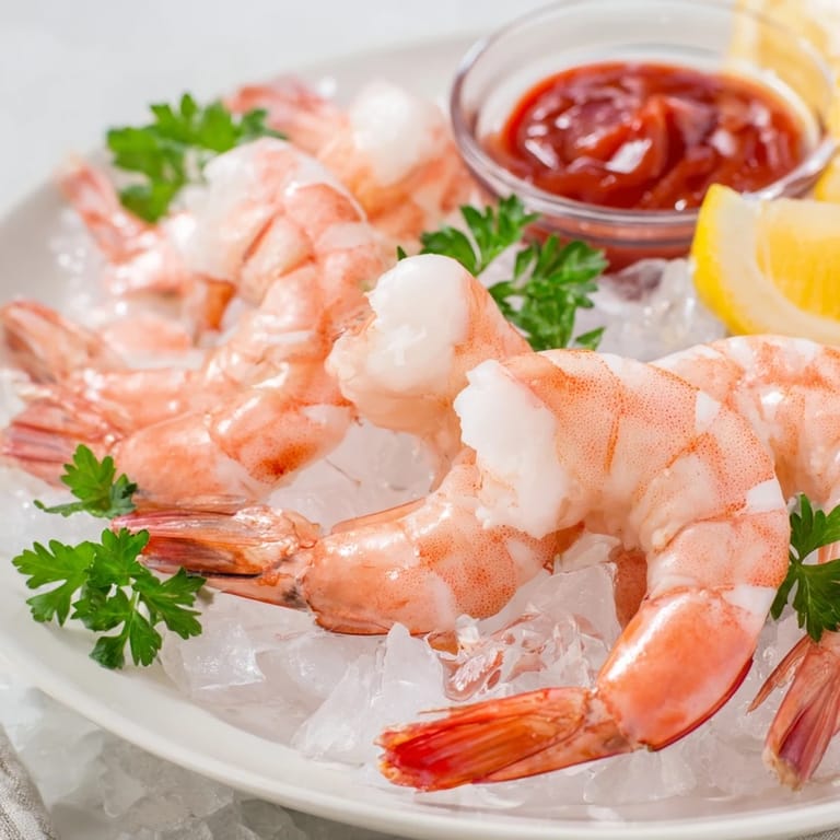 Succulent Shrimp Cocktail served on crisp lettuce with lemon wedges and parsley for a bright appetizer presentation.