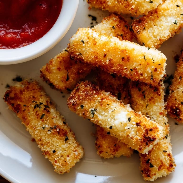 Crispy, golden mozzarella sticks served warm with a side of marinara dipping sauce.
