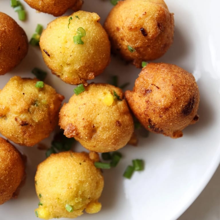 Freshly fried Hushpuppies piled high in a serving basket, ready to be enjoyed at a Southern picnic.