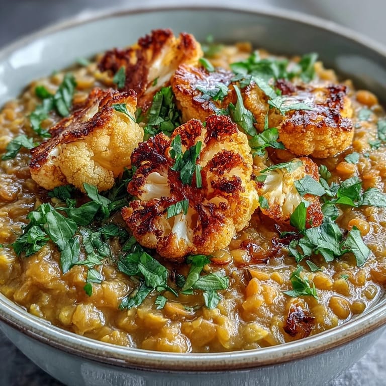 Savory dhal and tender cumin-roasted cauliflower make a perfect vegetarian meal.