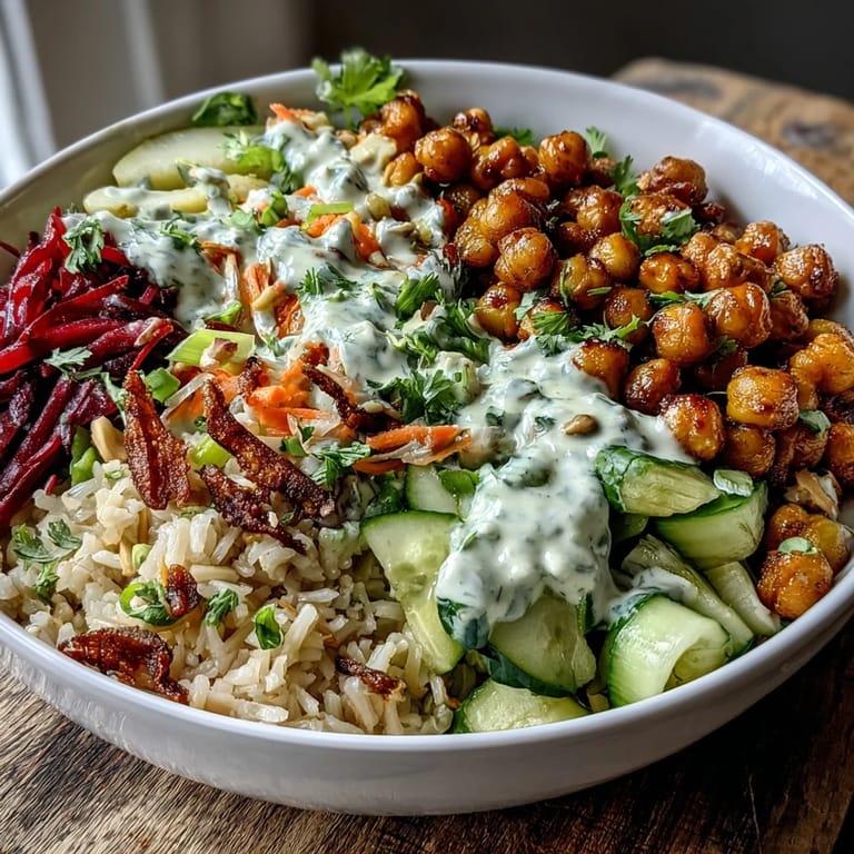 Savory Peanut Chickpea Rice Bowl, a satisfying and easy main dish for dinner.