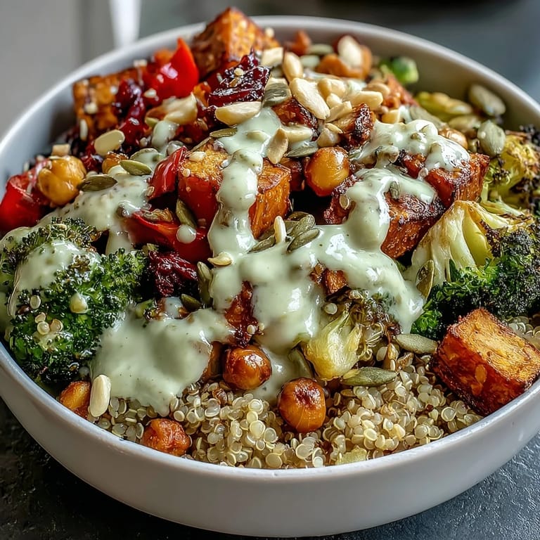 Stuffed with quinoa, chickpeas, roasted vegetables, and fresh greens, this vibrant Meal Prep Week-Long Power Bowl is ready for the week.