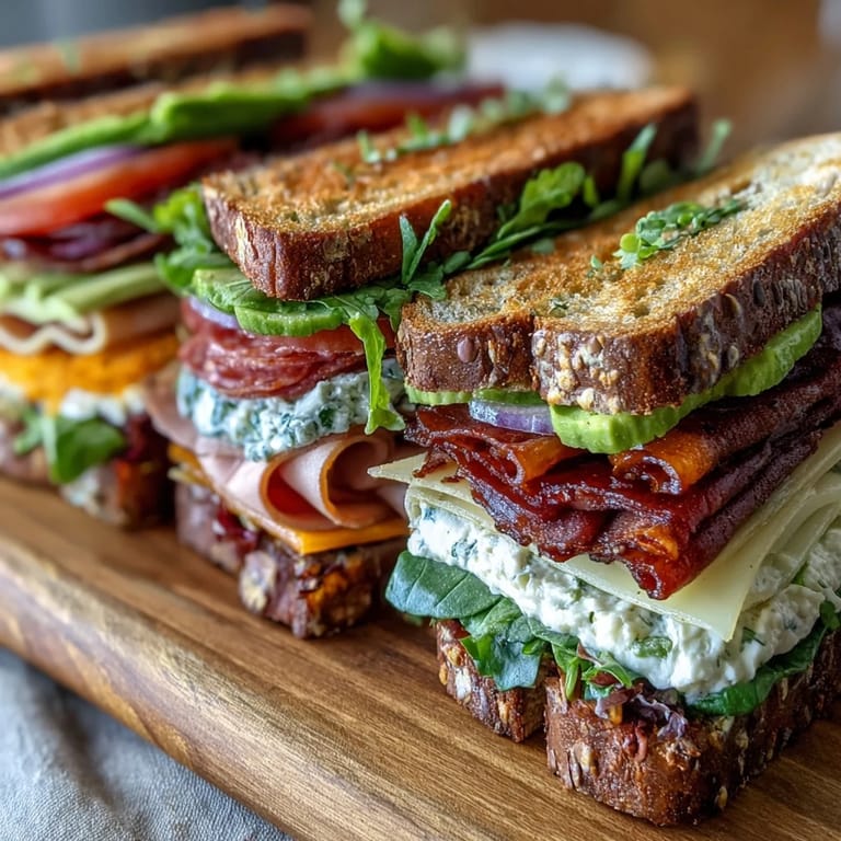 An inviting Loaded Deli Sandwich Board featuring sliced breads, deli meats, cheeses, and vibrant vegetables ready for customizable picnic sandwiches.