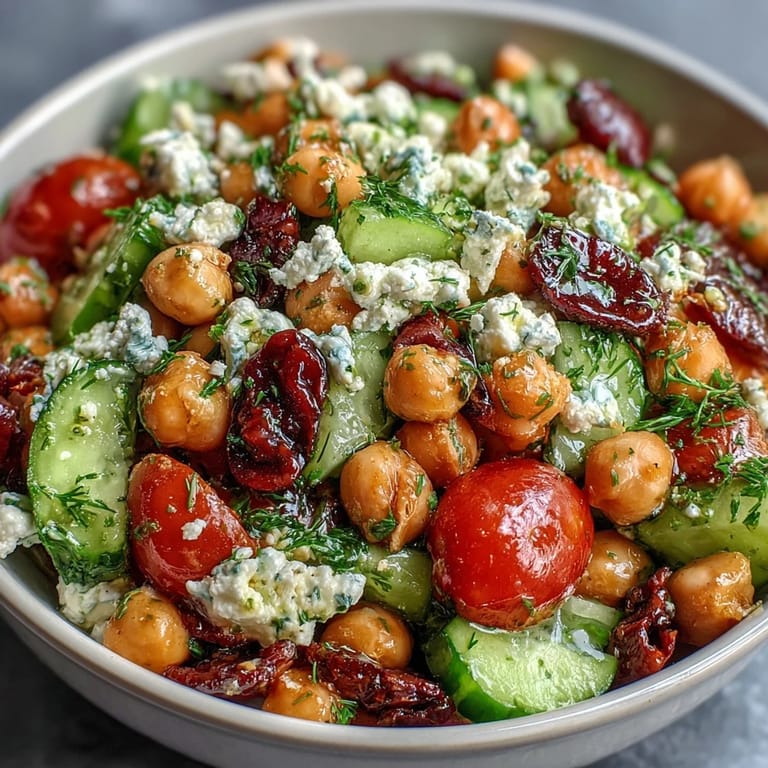 Refreshing cold chickpea salad bursting with fresh parsley, mint, and zesty lemon herb dressing for summer picnics.  