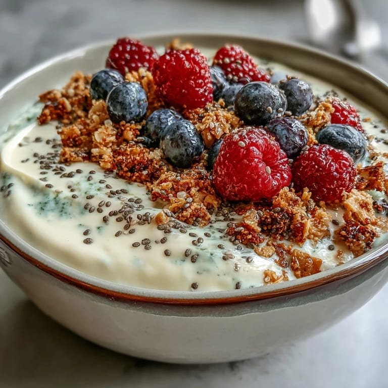 Enjoy this thick Skyr Protein Smoothie Bowl, a healthy, breakfast with fruits.
